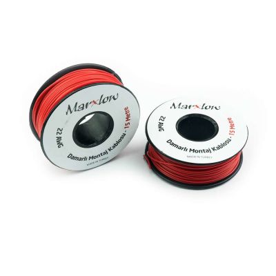 22 AWG Çok Damarlı Montaj Kablosu 15M Kırmızı