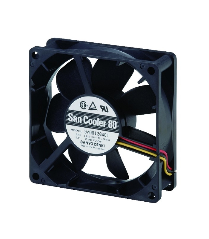 9A0812H401, 80X80X25mm 12VDC 0.13A 3 Kablolu Fan