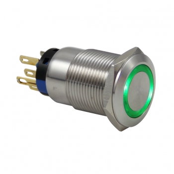 Drn419 19mm Metal Kırmızı Ledli Yaylı Buton