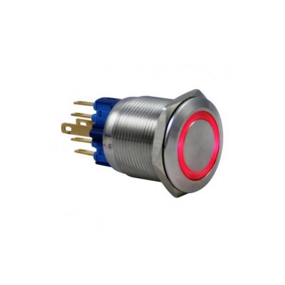 Drn422 22mm Metal Kırmızı Ledli Yaylı Buton