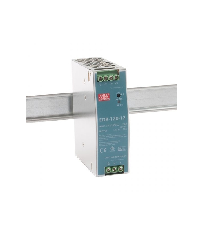 EDR-120-12, 12VDC 10.0A Ray Montaj SMPS, MeanWell