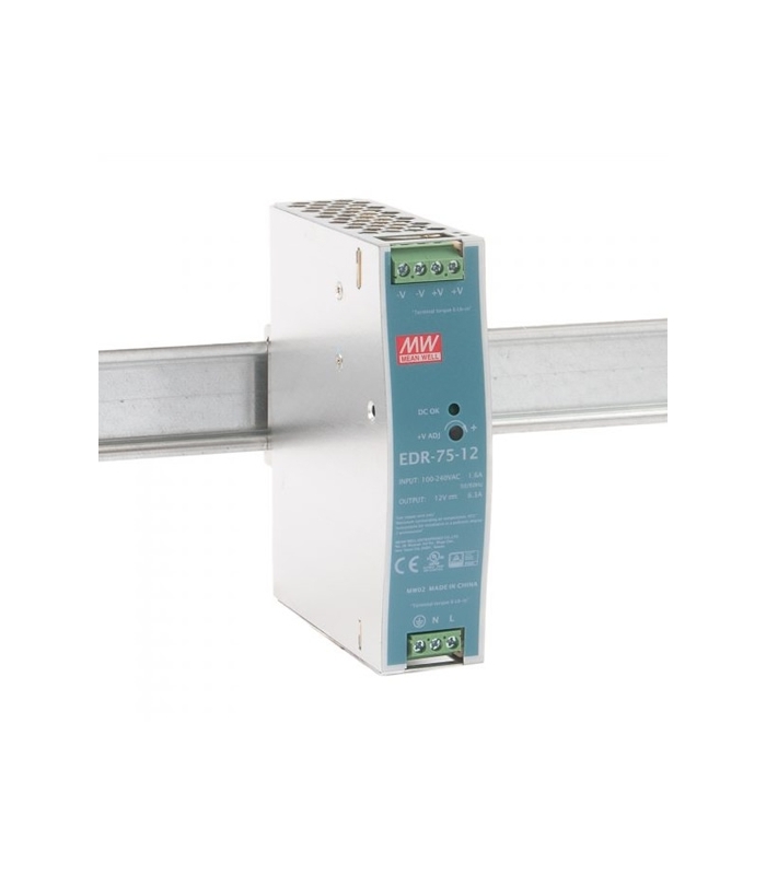 EDR-75-12, 12VDC 6.3A Ray Montaj SMPS, MeanWell