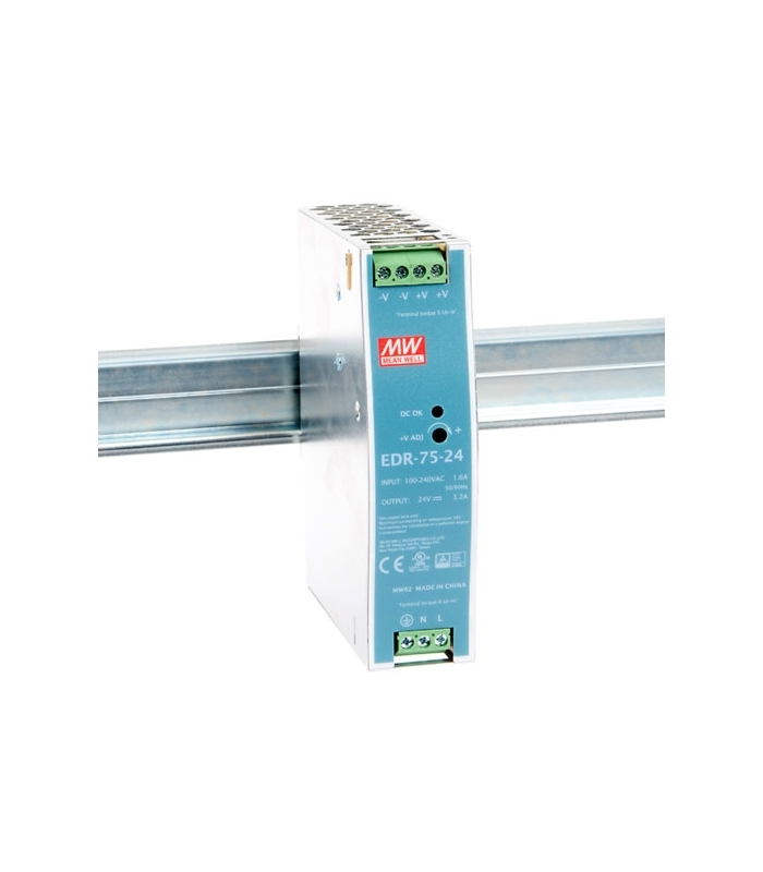 EDR-75-24, 24VDC 3.2A Ray Montaj SMPS, MeanWell