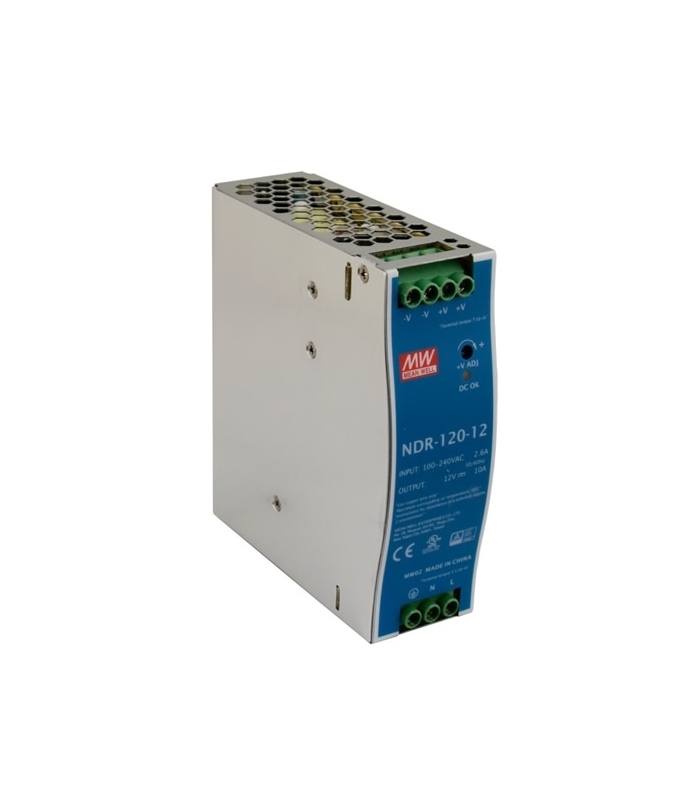 NDR-120-12, 12VDC 10.0A Ray Montaj SMPS, MeanWell
