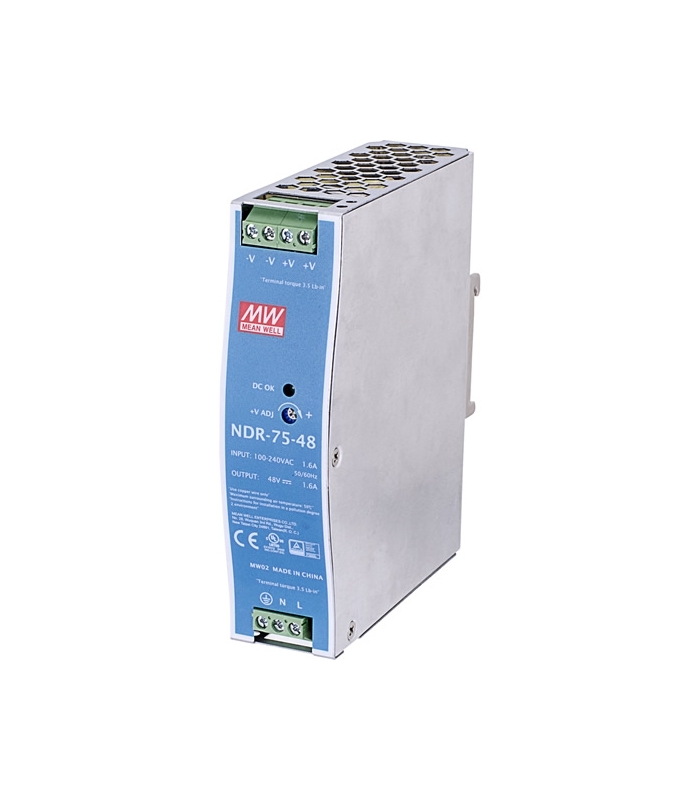 NDR-75-48, 48VDC 1.6A Ray Montaj SMPS, MeanWell
